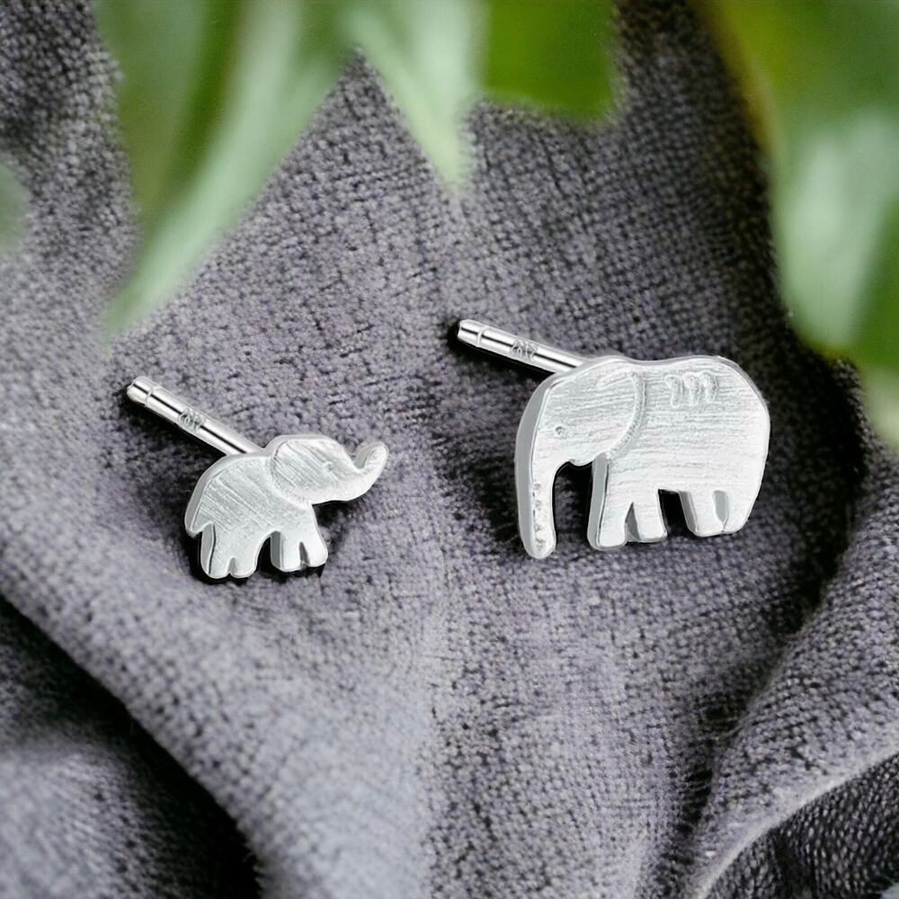 NEW sterling silver mom baby elephant animal stud earrings jewelry B16A - Picture 6 of 8